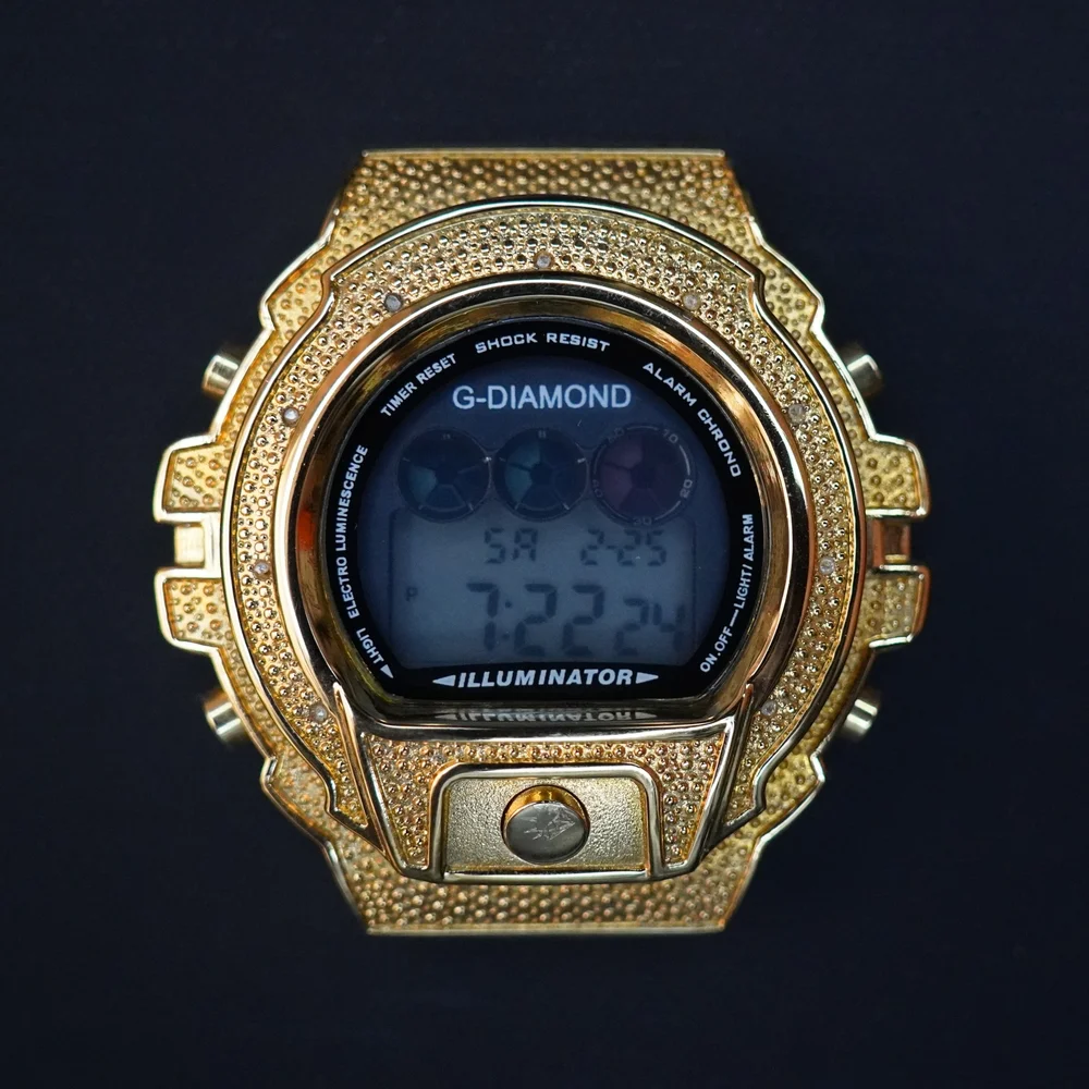 Men’s Aqua Master G-Diamond-2 BY ICETIME Genuine Diamonds Shock Watch Gold Tone